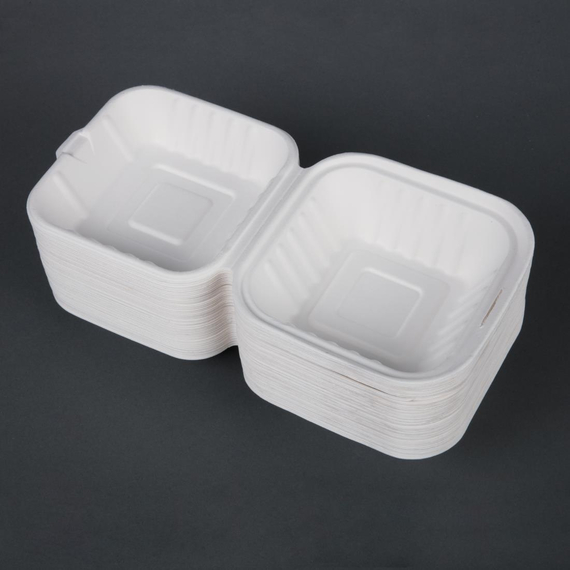 Fiesta Compostable kompostierbare Zuckerrohr Burgerboxen 14,9cm (500 Stück), Bild 5