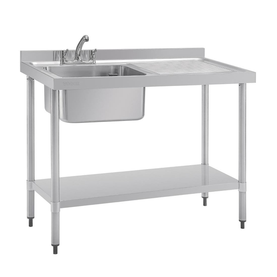 Vogue Einzelspüle Edelstahl Abtropffläche rechts 1200mm, Bild 2