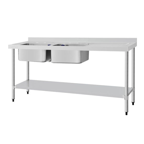 Vogue Edelstahlspüle Doppelwaschbecken Abtropffläche links und rechts 180x60cm