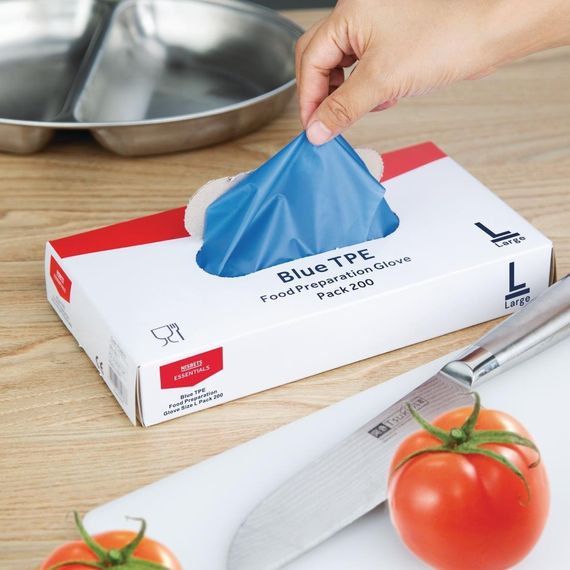 Nisbets Essentials Puderfreie TPE-Handschuhe Blau L (200 Stück), Bild 6