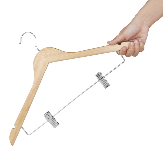 Bolero Holzkleiderbügel mit Anti-Rutsch-Klammern (10er-Pack), Bild 3