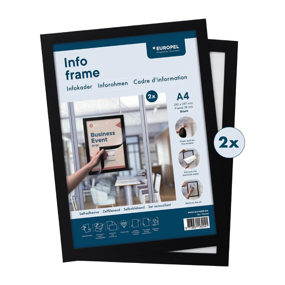 Europel Info-Rahmen / Selbstklebend Set 2 Stück A4 schwarz, Bild 8