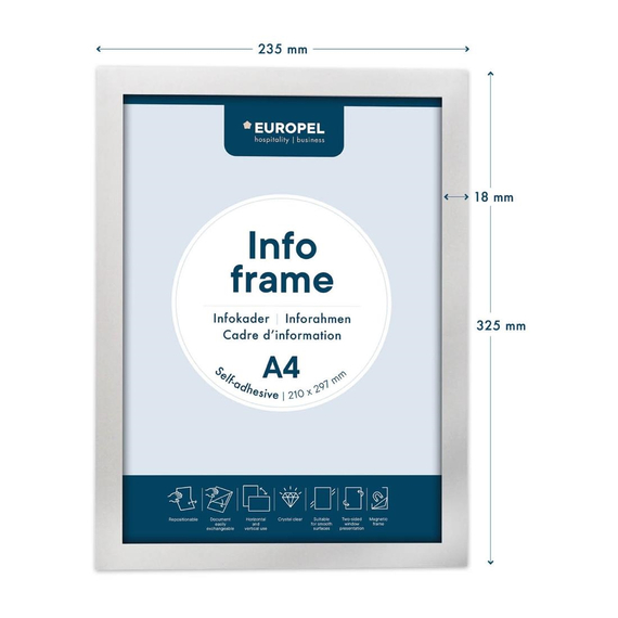 Europel Info-Rahmen / Selbstklebendes Set 2 Stück A4 Silber, Bild 2