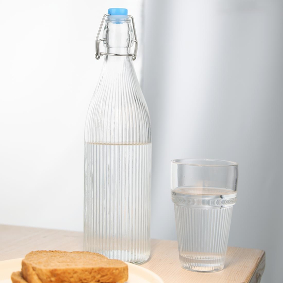 Olympia Glasflaschen mit Riffelung und Swing-Top 1Ltr (6 Stück), Bild 5