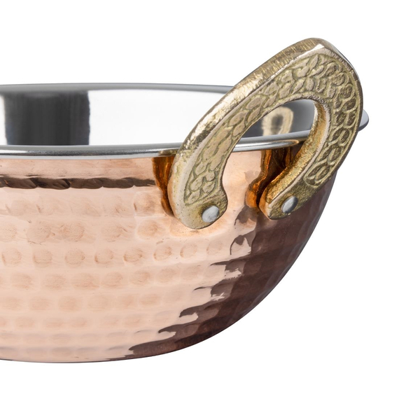 Olympia Kupfer Kadai Schüssel Edelstahl Messinggriffe 400ml, Bild 4