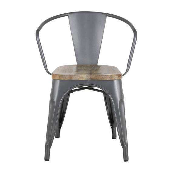 Bolero Bistro Curve Stühle Mit Mango-Holz-Sitzauflage Gunmetal (4 Stück), Bild 2