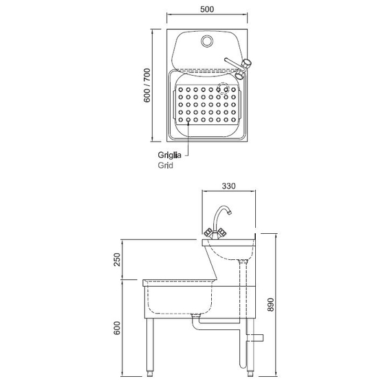 Combisteel Handwaschbecken – Breite 500 – Art.-Nr.: 7013.0765, Bild 4