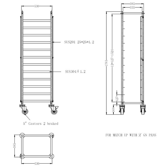 Combisteel Abräumwagen Demontabel 1/1Gn, Bild 2