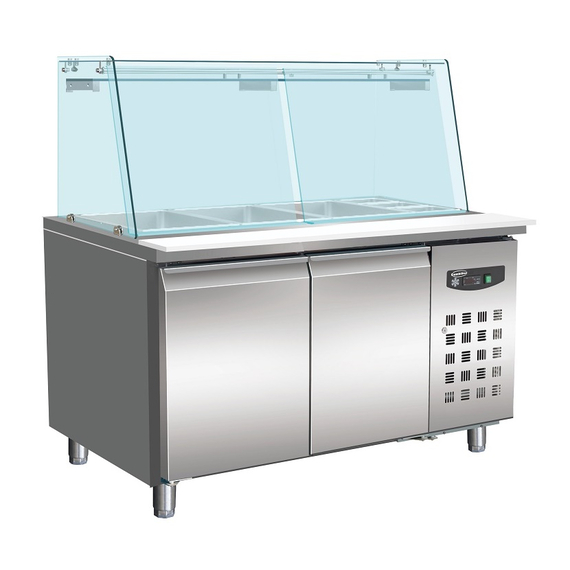 Combisteel Standard Line Bäckerei Kühltisch mit Glas 2 Türen  4X 1/1 Gn Behälter