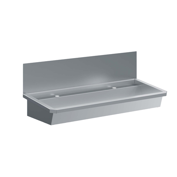 Combisteel Edelstahl Waschbecken 2 Ablasshahne 1200mm  Ablaufstopfen Und Schutzwand Inklusive, Exklusiv Hahne