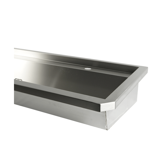 Combisteel Edelstahl Waschbecken 2 Ablasshahne 1200mm  Ablaufstopfen Und Schutzwand Inklusive, Exklusiv Hahne, Bild 5