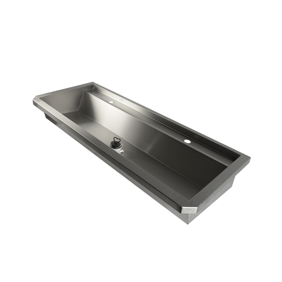 Combisteel Edelstahl Waschbecken 2 Ablasshahne 1200mm  Ablaufstopfen Und Schutzwand Inklusive, Exklusiv Hahne, Bild 9