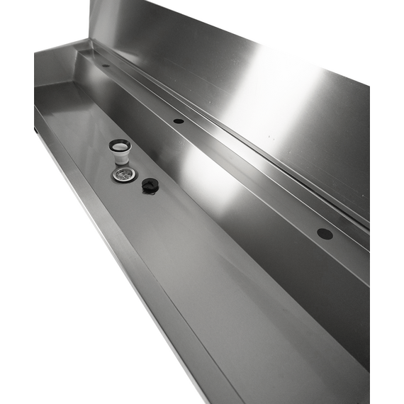 Combisteel Edelstahl Waschbecken 3 Ablasshahne 1800mm  Ablaufstopfen Und Schutzwand Inklusive, Exklusiv Hahne, Bild 5