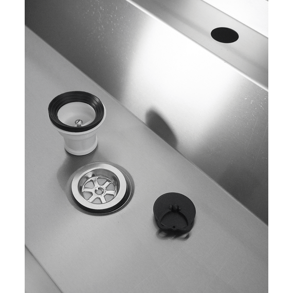 Combisteel Edelstahl Waschbecken 3 Ablasshahne 1800mm  Ablaufstopfen Und Schutzwand Inklusive, Exklusiv Hahne, Bild 6