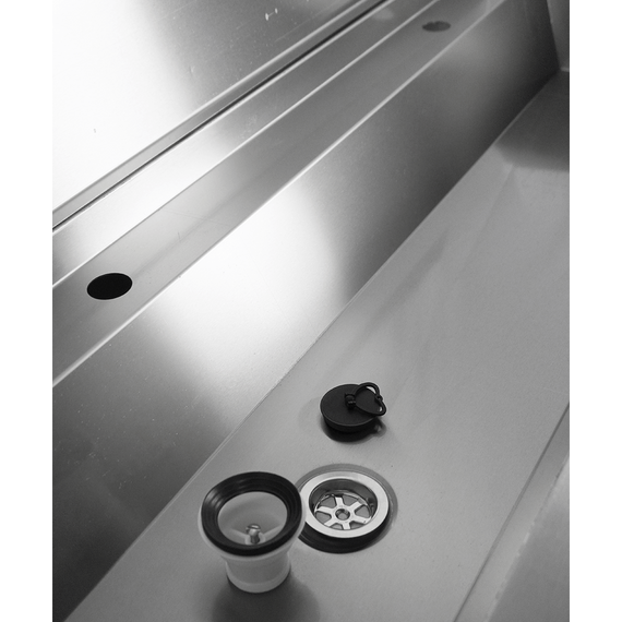 Combisteel Edelstahl Waschbecken 3 Ablasshahne 1800mm  Ablaufstopfen Und Schutzwand Inklusive, Exklusiv Hahne, Bild 8