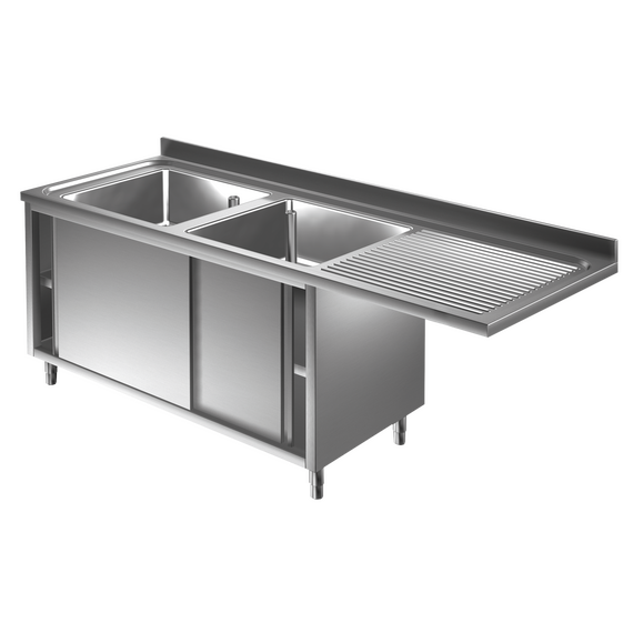 Prismafood Spülmaschinen Spülschrank 1,8m - 2 Becken  links L50xB40xT25cm STD