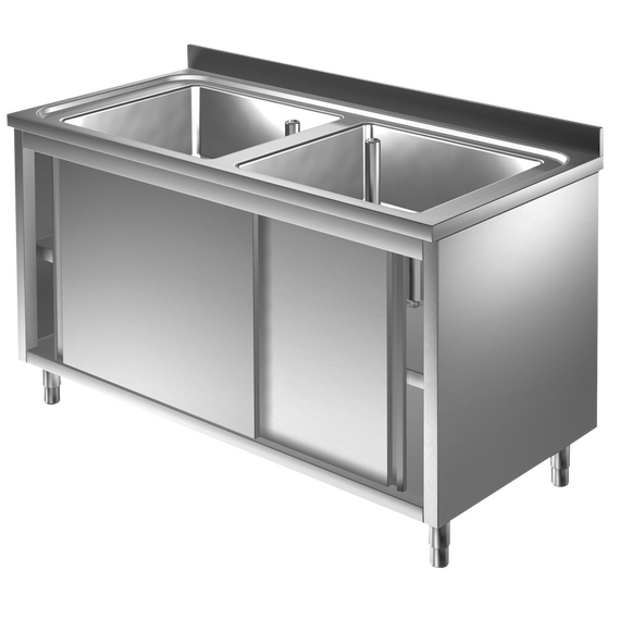 Prismafood Spülschrank 1,4m - 2 Becken  mittig L50xB40xT25cm STD