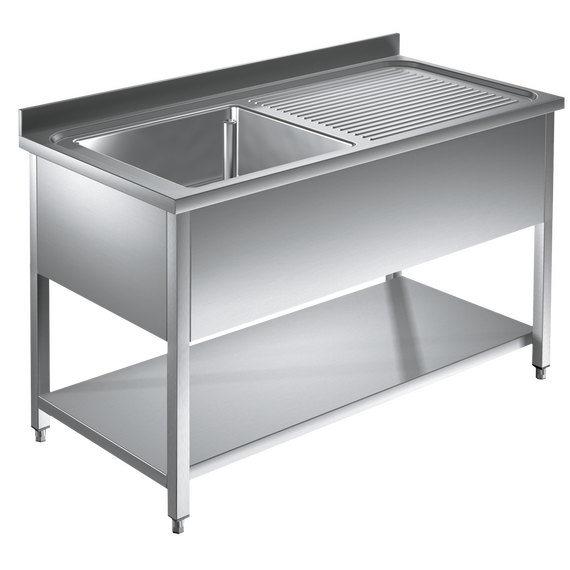 Prismafood Spültisch mit Grundboden 1,2m - 1 Becken  links L50xB50xT30cm STD