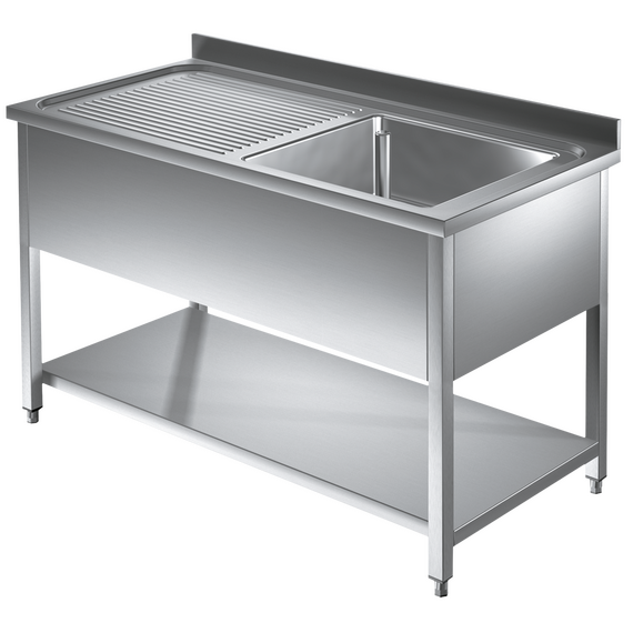 Prismafood Spültisch mit Grundboden 1,2m - 1 Becken  rechts L50xB40xT25cm STD