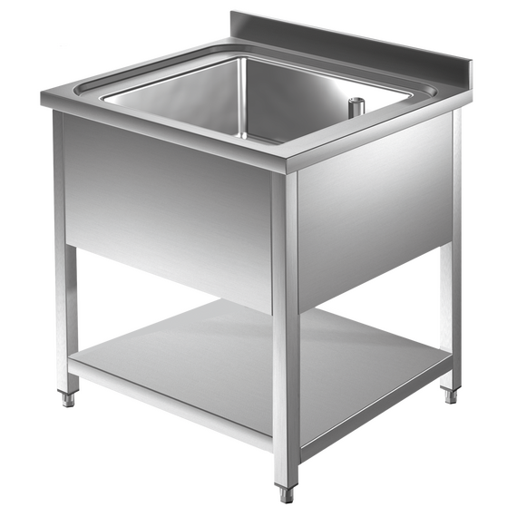 Prismafood Spültisch mit Grundboden 0,6m -  1 Becken  mittig L40xB40xT25cm STD