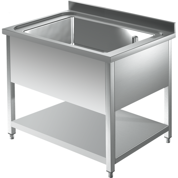 Prismafood Topf - Spültisch mit Grundboden 1,2m-1 Becken  L106xB42xT35cm STD