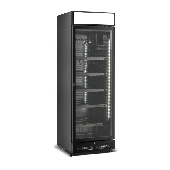 Combisteel Kühlschrank 1 Glastür Schwarz mit Canopy Sve-450 Blc