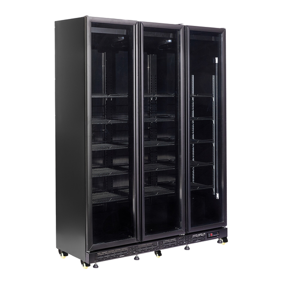Combisteel Kühlschrank 3 Glastüren Schwarz Nap-1200 Ht - mit Türheizung