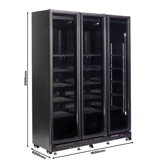 Combisteel Kühlschrank 3 Glastüren Schwarz Nap-1200 Ht - mit Türheizung, Bild 10