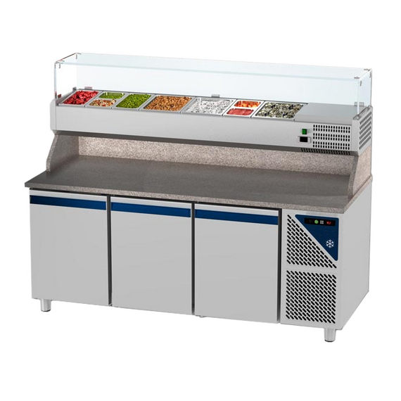 Prismafood Kühltisch 4 Türen  Schaukasten GN 1/3 Kapazität: 816 lt Temperatur: 0°C/+10°C