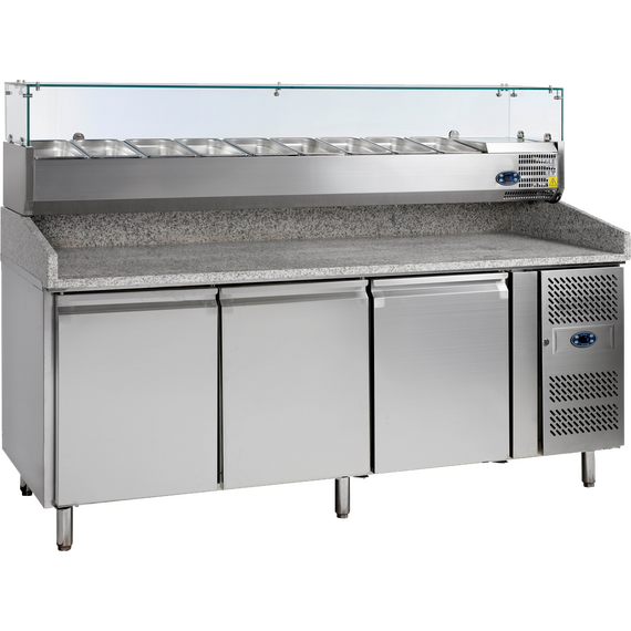 Prismafood Pizzakühltisch 3 Türen Kapazität: 565 lt