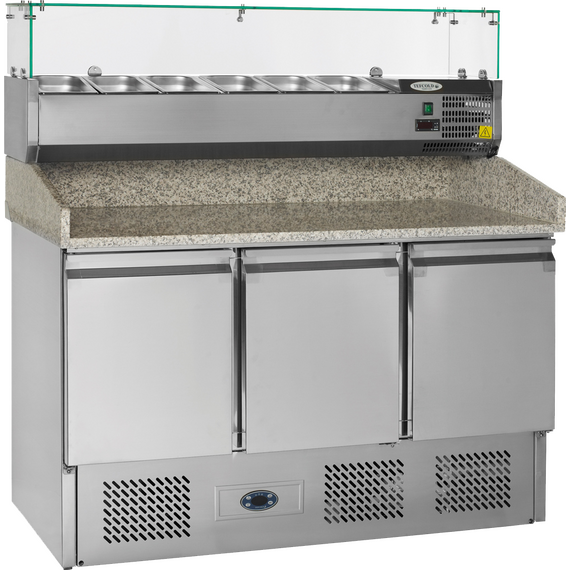 Prismafood Pizzakühltisch 3 Türen Kapazität: 368 lt