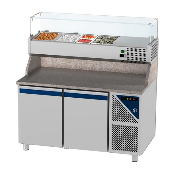 Prismafood Kühltisch 2 Türen Schaukasten GN 1/3 Kapazität: 396 lt Temperatur: 0°C/+10°C