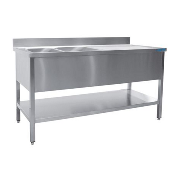 SARO Spültisch 2 Becken, links - B 1200 x T 600