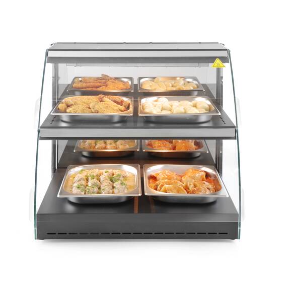 Hendi Warmhaltevitrine mit Quarzheizung, 2 Regalböden