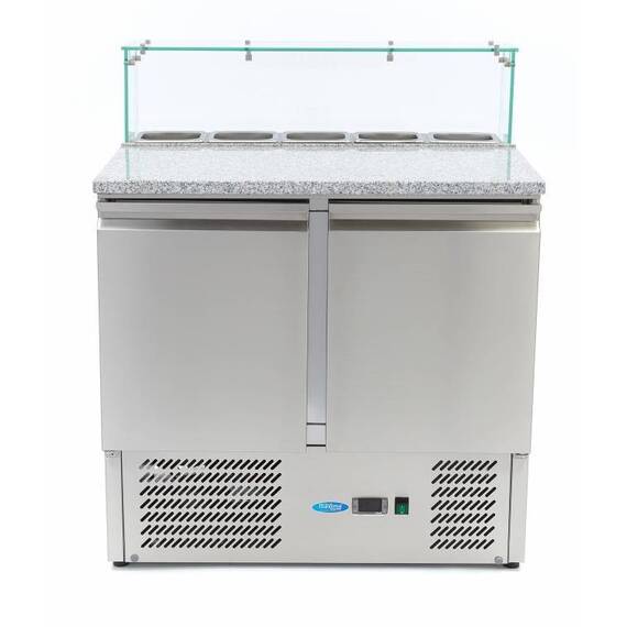 Maxima Pizzakühltisch 2 mit Glasaufsatz
