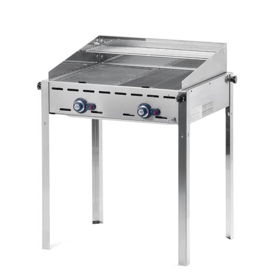 Hendi Grillsystem Green Fire 2 Brenner mit 2 Edelstahl Grillroste Gastronorm 1/1 740x612x(H)825 mm, Ausführung: 2 Edelstahl Grillroste Gastronorm 1/1, Bild 2