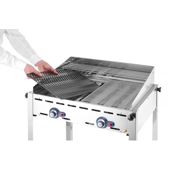 Hendi Grillsystem Green Fire 2 Brenner mit 2 Edelstahl Grillroste Gastronorm 1/1 740x612x(H)825 mm, Ausführung: 2 Edelstahl Grillroste Gastronorm 1/1, Bild 7