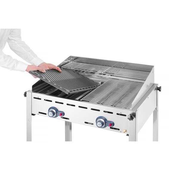 Hendi Grillsystem Green Fire 2 Brenner mit 2 Edelstahl Grillroste Gastronorm 1/1 740x612x(H)825 mm, Ausführung: 2 Edelstahl Grillroste Gastronorm 1/1, Bild 8