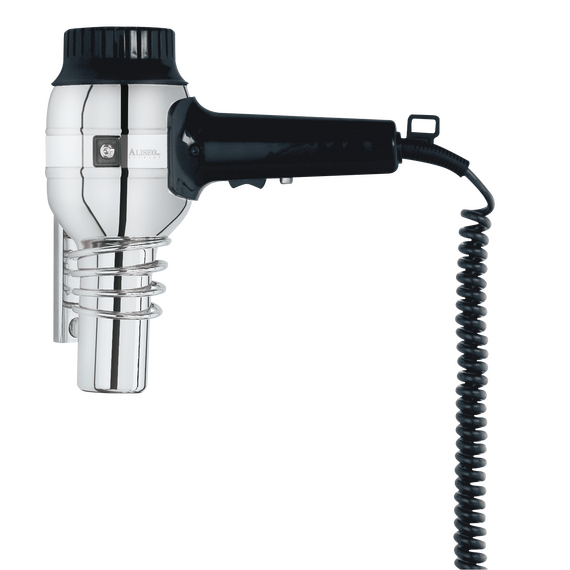 Aliseo Hotel Haartrockner Nostalgie Ionic mit UK-Stecker & Spiralwandhalterung, Ausführung: mit UK-Stecker, Wandhalterung: Mit Spiralwandhalterung