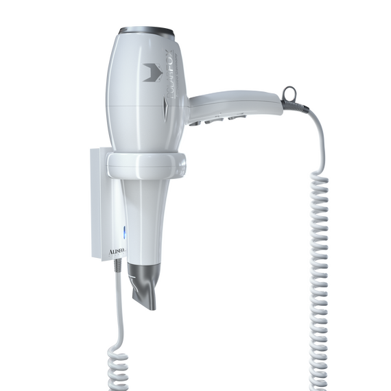 Aliseo Hotel Haartrockner Polarfox 1875 mit Ring-Wandhalterung, Ausführung: mit EU-Stecker, Wandhalterung: Mit Ring-Wandhalterung