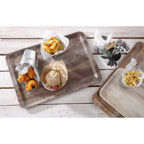 Hendi Serviertablett aus Melamin mit Holzoptik, Holz hell 330x430 mm, Farbe: Holz hell, Größe: 330x430, Bild 8