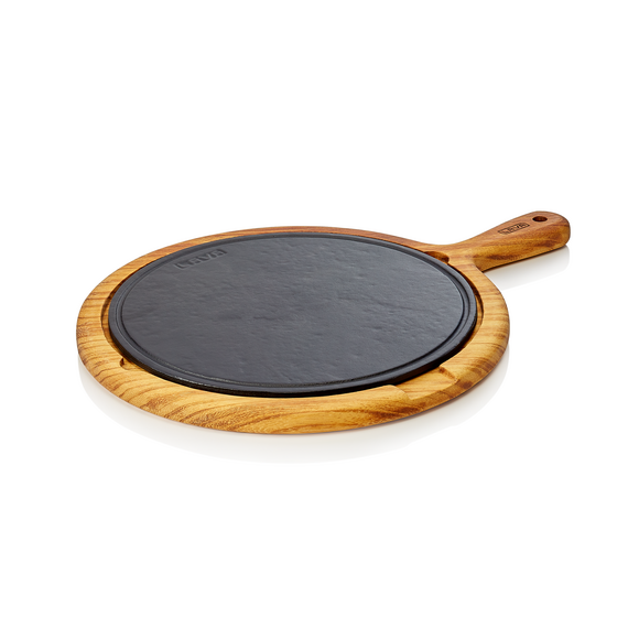 WAS Germany Servierplatte Holz/Gusseisen 