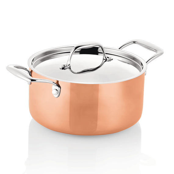 WAS Germany Bratentopf mit Deckel Chromnickelstahl, Aluminium, Kupfer 
