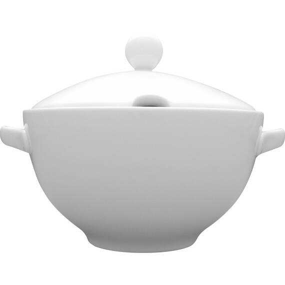 Deckelterrine von Lubiana, Porzellan, weiß, Serie Kaszub/Hel, 3 Liter