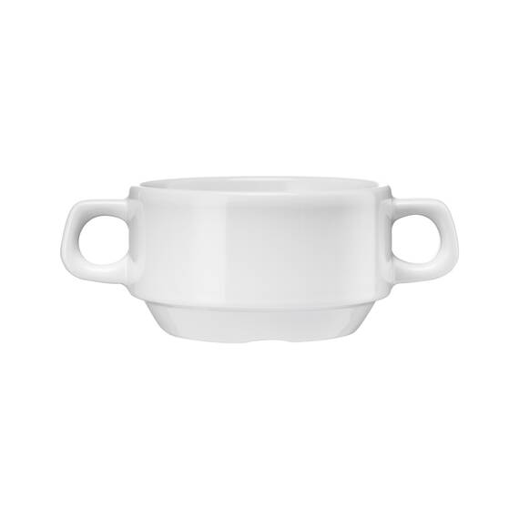 6 Suppentassen mit Henkeln von Lubiana, Porzellan, weiß, Serie Kaszub/Hel 0,32 Liter