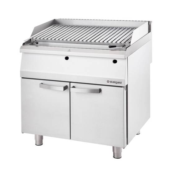 Stalgast Edelstahl Lavastein-Grill mit V-Rost für Fleisch und Gemüse, Serie 700 ND, 800 mm