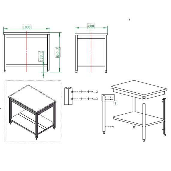 Vaiotec Easyline Arbeitstisch 600 / mit Grundboden B:1000, Bild 3