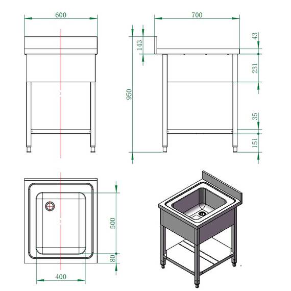 Vaiotec Easyline Spültisch 700 / 1 Becken B:600, Bild 3