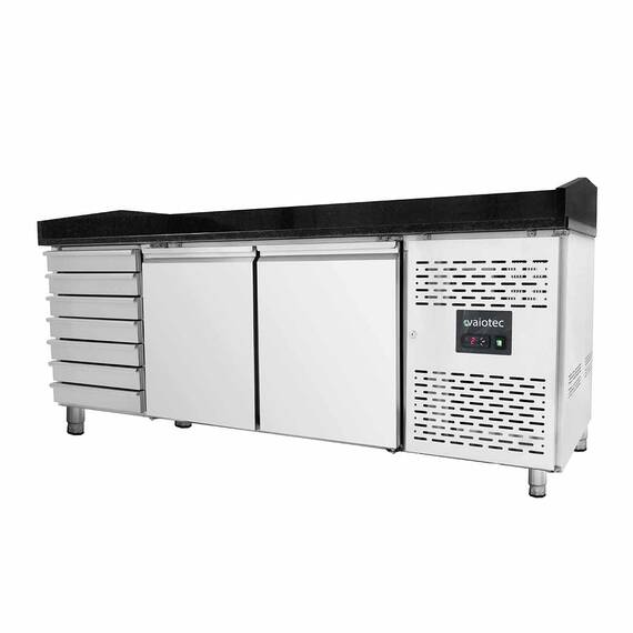 Vaiotec Easyline Pizzakühltisch 800 / 2-türig & 7 Schubladen "schwarz", Bild 2