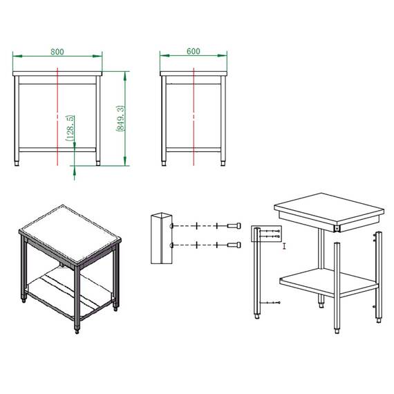 Vaiotec Easyline Arbeitstisch 600 / mit Grundboden B:800, Bild 3